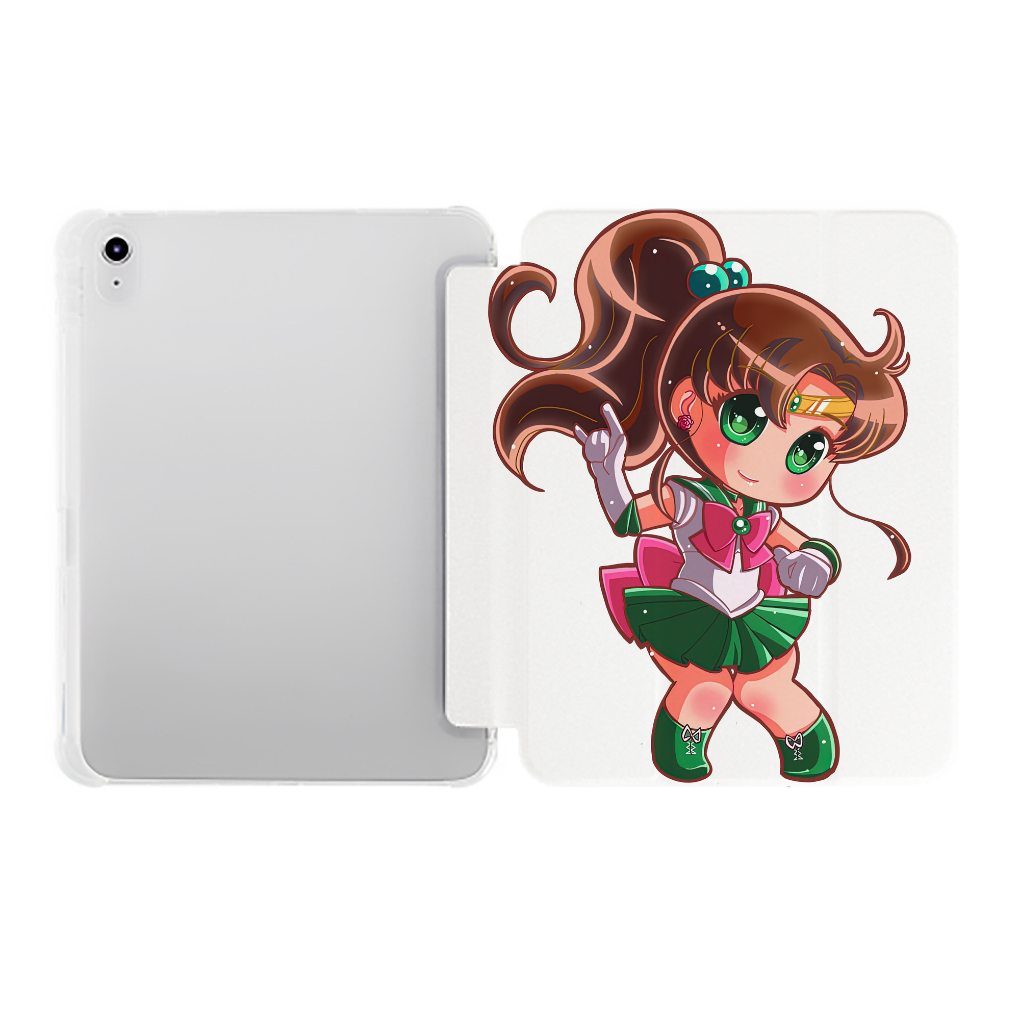 （画像用） 美少女戦士セーラームーン 木野 まこと きの まこと Sailor Moon Kino Makoto （セーラージュピター；Sailor Jupiter） IPad ケース ペン収納付き 三つ折りスタンド PUレザー×シリコン 対応機種9.5/10.5/10.9インチ